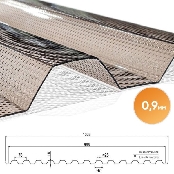 Прозорий хвилястий шифер полікарбонат 0,9 мм T76/18 бронзовий призма